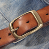 100% Cowhide New Fashion Leather Retro Handmade Copper Buckle Men's Belt Luxury Belt Genuine Leather Belt Jeans Wide Men's Belt