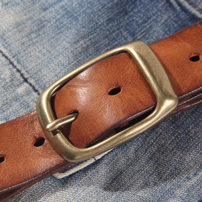 100% Cowhide New Fashion Leather Retro Handmade Copper Buckle Men's Belt Luxury Belt Genuine Leather Belt Jeans Wide Men's Belt