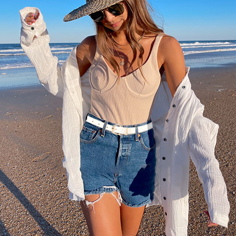 Women Belts New PU Leather Simple Metal Buckle Belt Girls Dress Jean Pants Waistband Belts for Lady Luxury Designer Brand