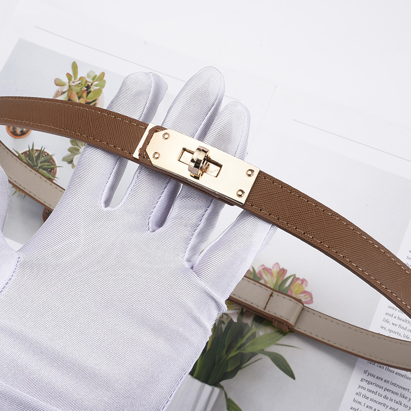 Thin Belt Women's Fashion Casual Accessories Luxury Design Girdle Korean Adjustable Metal Buckle Leather Women Waist Belt