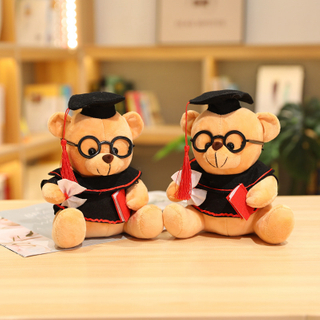 23cm New Cute Dr. Bear Plush Toy Stuffed Soft Kawaii Teddy Bear Animal Dolls Graduation Birthday Gifts For Kids Children Girls