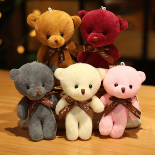 10PCS/Pack Stuffed Plush Toy Teddy Bears Mini Bear Doll Toy Keychain Bag Pendants Wedding Decoration Kids Birthday Party Gifts