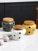 Ceramic Garlic Ginger Jars Wooden Lid Refined Storage Tank Candles Jars Home Kitchen Solid Color Organizer Box Storage Container