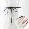 Women Simple PU Leather Belt Boho Tassel Braided Self-Tie Belt Thin Waist Rope Belt