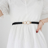 Creative Pearl Buckle Belt PU Leather Dress Skirt Waist Elastic Thin Women Belts Ladies Waistband Clothing Matching Style Decor