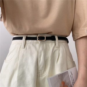 Retro French PU Leather Belt for Women Unisex Belts Buckle Luxury Belts Female Jeans Waist Belts Men Waistband Thin Belts 100cm