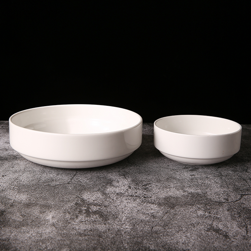 Customization Restaurant Round Smooth Glaze Bulk Cereal Bowls / High White Ceramic Soup Bowl
