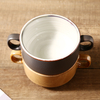 Wholesale Glazed Ceramic Smooth Dinnerware Dining Bowl Japanese Double-ear Small Soup Bowl Dessert Bowl