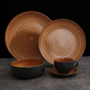 NEW Porcelain Matte Dish Bowl Plate Household Hotel Supplies Wood Feature Ceramic Dinnerware Set with Gift Box