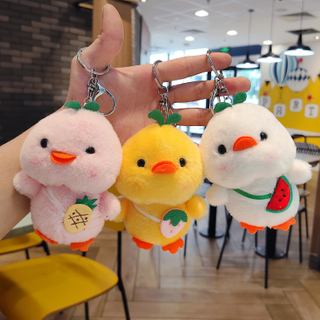 Fashion Plush Keychain Cute Duck Pendant Doll Soft Stuffed Animal Keyring Bag Hanging Charms Decoration Car Key Accessories