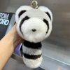 Cute Raccoon Real Rex Rabbit Fur Keychains Child Plush Toy Ornaments Women Bag Car Key Pendant Metal Ring Classic Birthday Gift