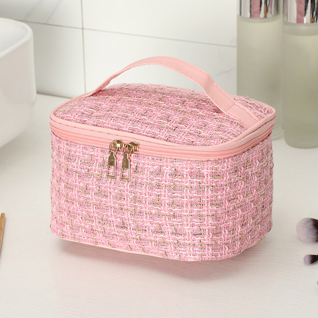 Fashion Cosmetic Bag Large Capacity Portable Handbag Woven Cosmetics Makeup Brush Storage Household Travel Wash Bag