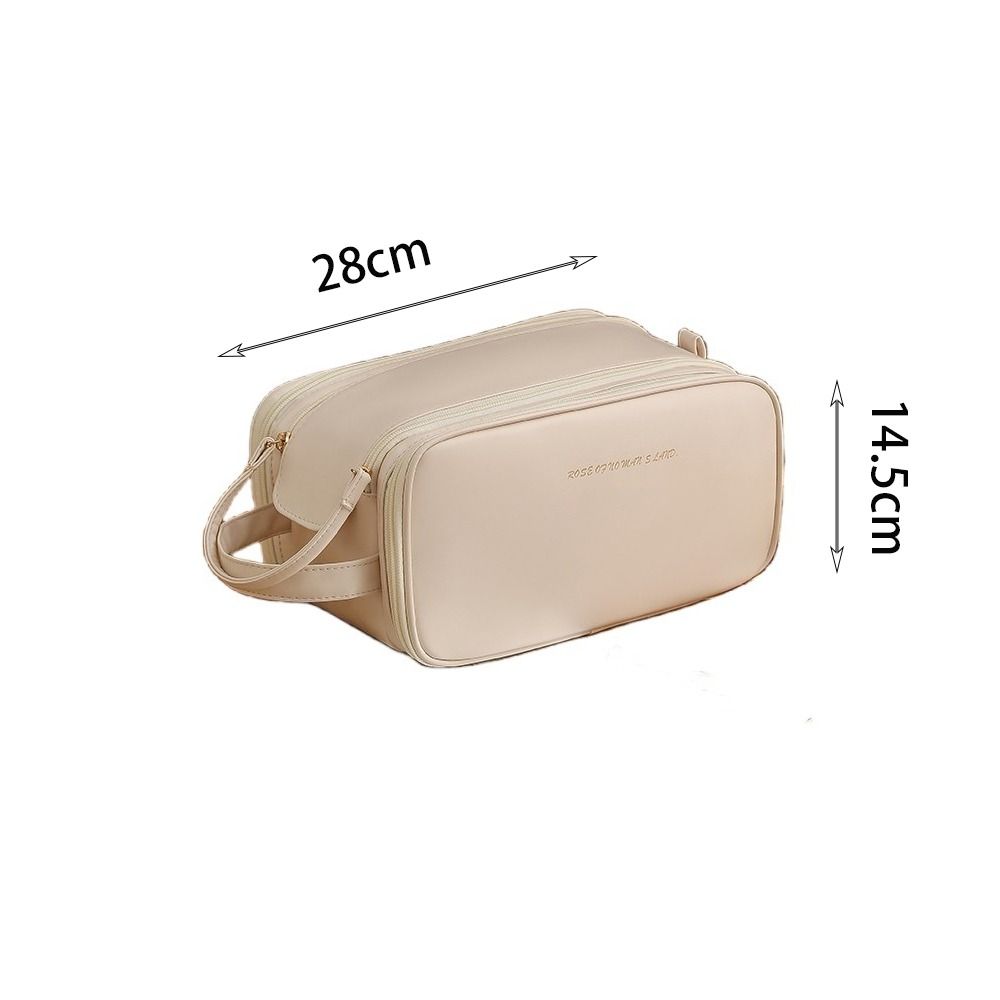 New PU Leather Cosmetic Bag Waterproof Multi-function Storage Bags Double Zipper Large Capacity Storage Tool with Handle Travel