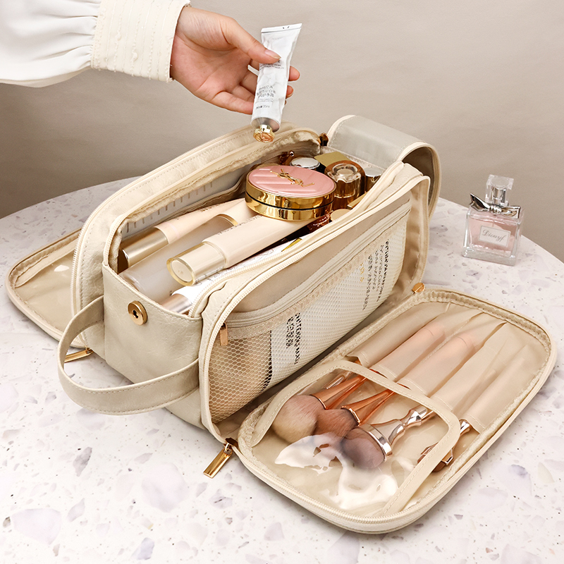 Waterproof PU Multifunctional Cosmetic Bag Large Capacity Portable Travel Makeup Bag Men Business Portable Toiletry Storage Bag