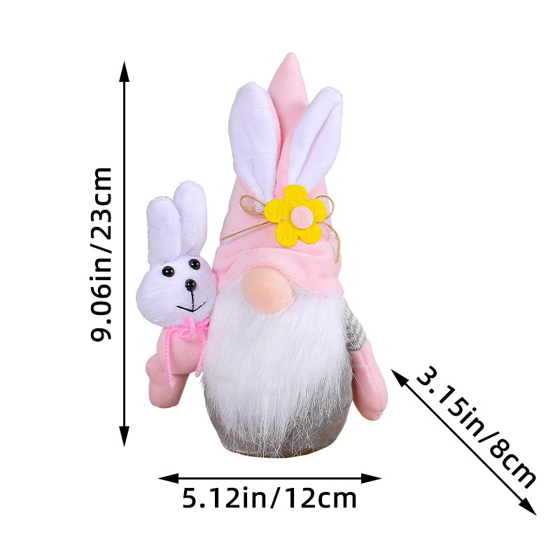 New Easter Decoration Rabbit Dwarf Holding Bouquet Rabbit Doll Easter Party Rabbit