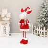 28.3-inch Leg Stretchable Knitted Fabric Santa Claus Snowman Deer Figurine New Year Holiday Decoration Ornament