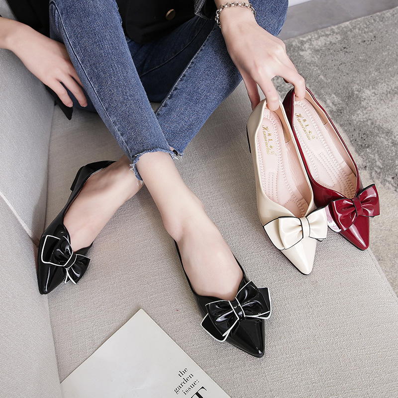 Women Casual Genuine Leather Shoes Boat Shoes Slip-on Premium Soft Rubber Sole Women Flat Shoes Bow Loafers