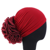 Women's Hijabs Big Flower Turban Hair Accessories Elastic Cloth Hair Bands Hat Beanie Ladies Muslim Solid Hair Loss Scarf Cap