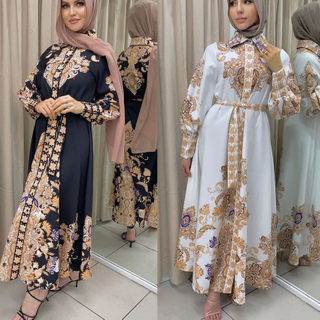 Wholesale In Uk Cheap Long Sleeve Black Muslim Abaya Robes Vestidos Women Islamic Clothing Ethnic Clothing Kaftans
