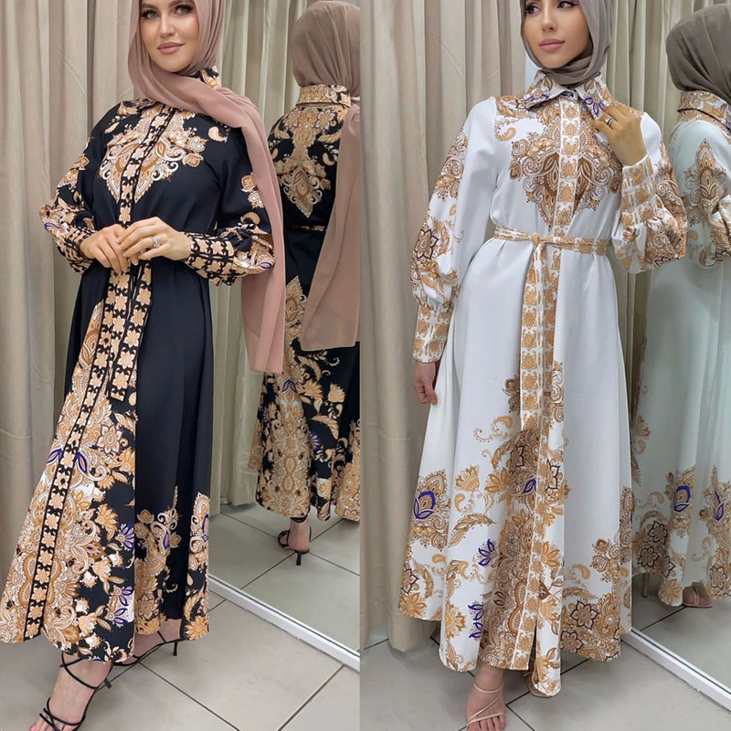 Wholesale In Uk Cheap Long Sleeve Black Muslim Abaya Robes Vestidos Women Islamic Clothing Ethnic Clothing Kaftans