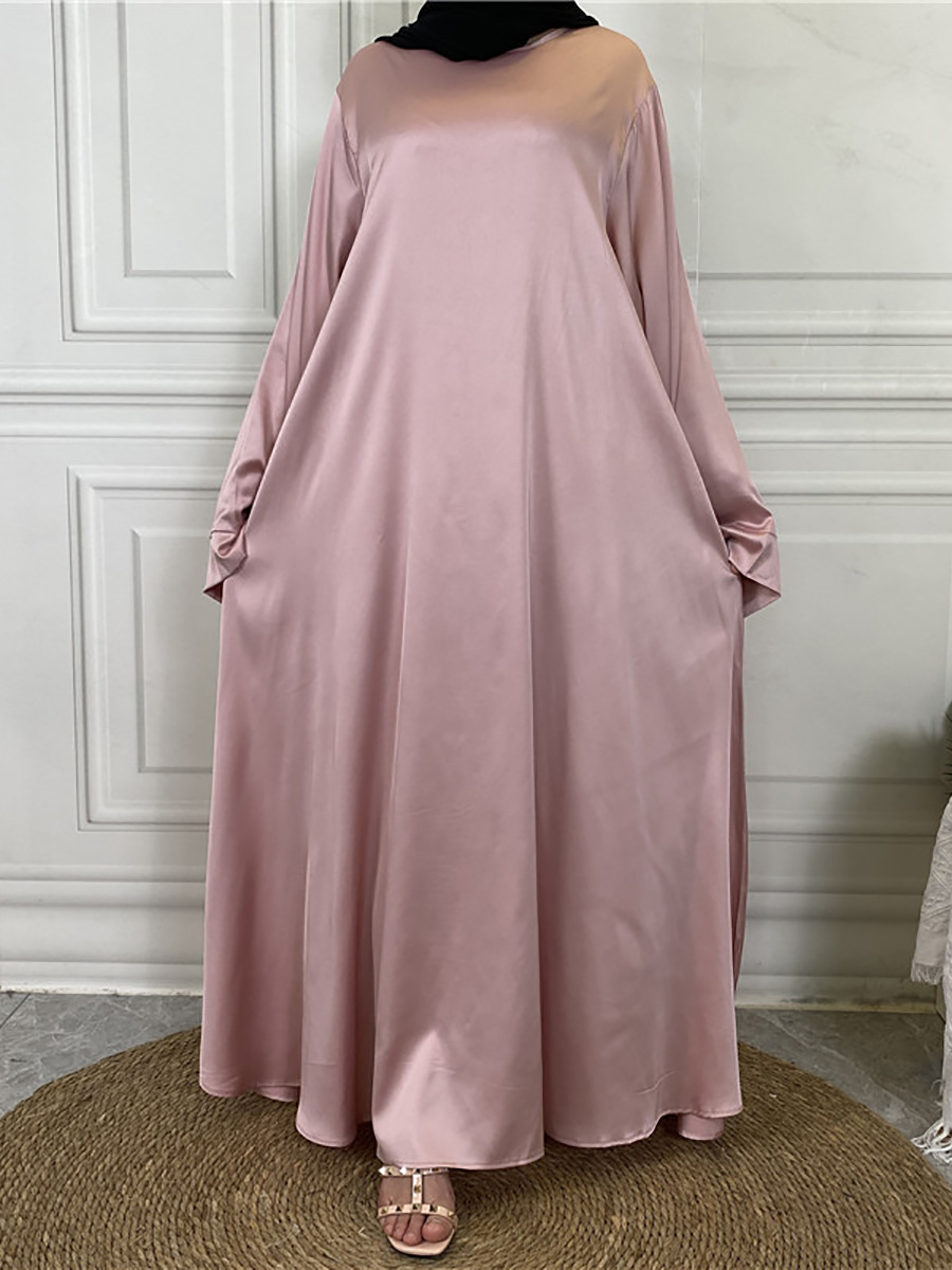 Middle East Muslim Women Middle East Women's Modest Abaya Hot Ramadan Dress Turkey Dubai Islamic Satin Long Dress
