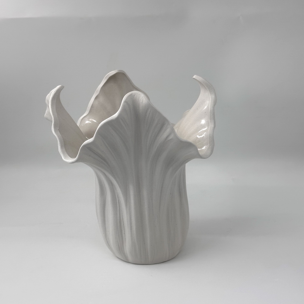 Nordic Creative White Ceramic Moon Vase, Living Room, High End Light Luxury Decoration Vase