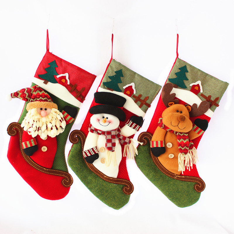 Stocking Socks with Gnome Doll for Gift Plush Christmas Stocking
