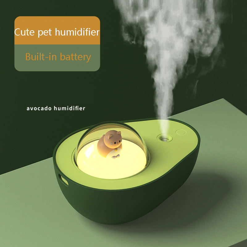 Portable Humidifier USB Wireless Avocado Aroma Diffuser 1200mAh Battery Powered Air Humidificador with Atmosphere Lamp for Home