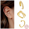 925 Sterling Silver Ear Cuff For Women 1 Pcs Charming Zircon Clip On Earrings Gold Earcuff Without Piercing Earrings Jewelry