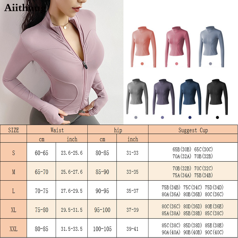 Women Slim Fit Lightweight Jackets Women&#39;s Full Zip-up Yoga Sports Running Jacket with Thumb Holes for Workout