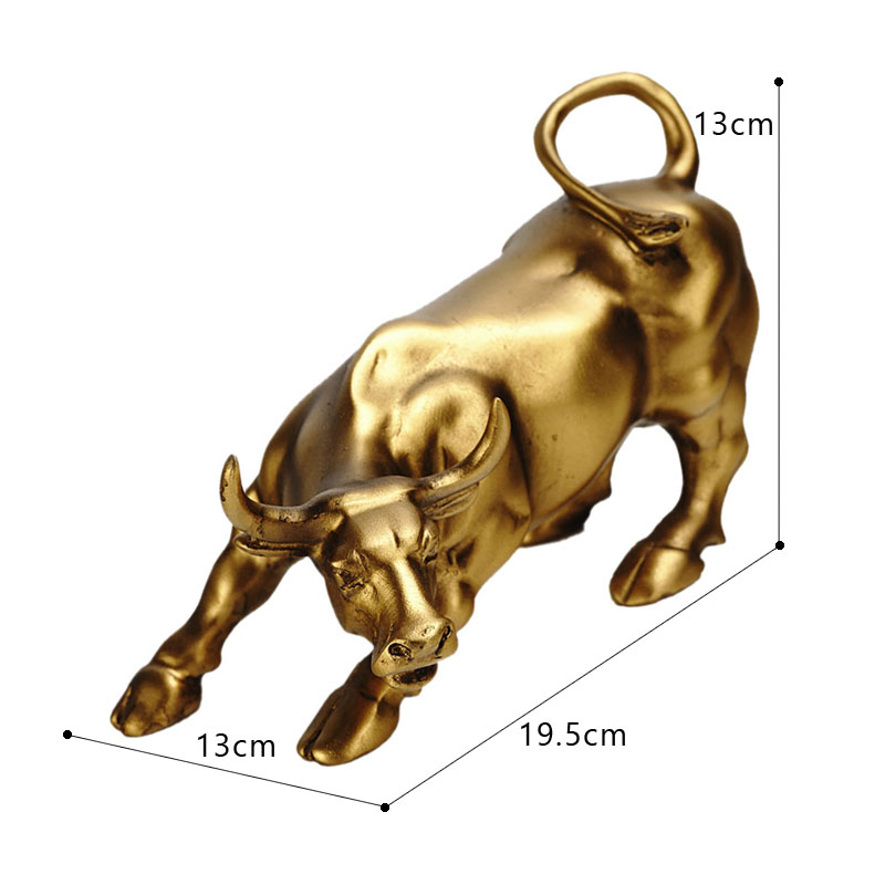 Resin Wall Street Bull Figurine Cattle OX Statue Market Miam Bull Home Feng Shui Art Official Desktop Decor Sculpture