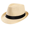Hot Fashion Summer Casual Unisex Beach Trilby Large Brim Jazz Sun Hat Panama Hat Paper Straw Women Men Cap With Black Ribbon
