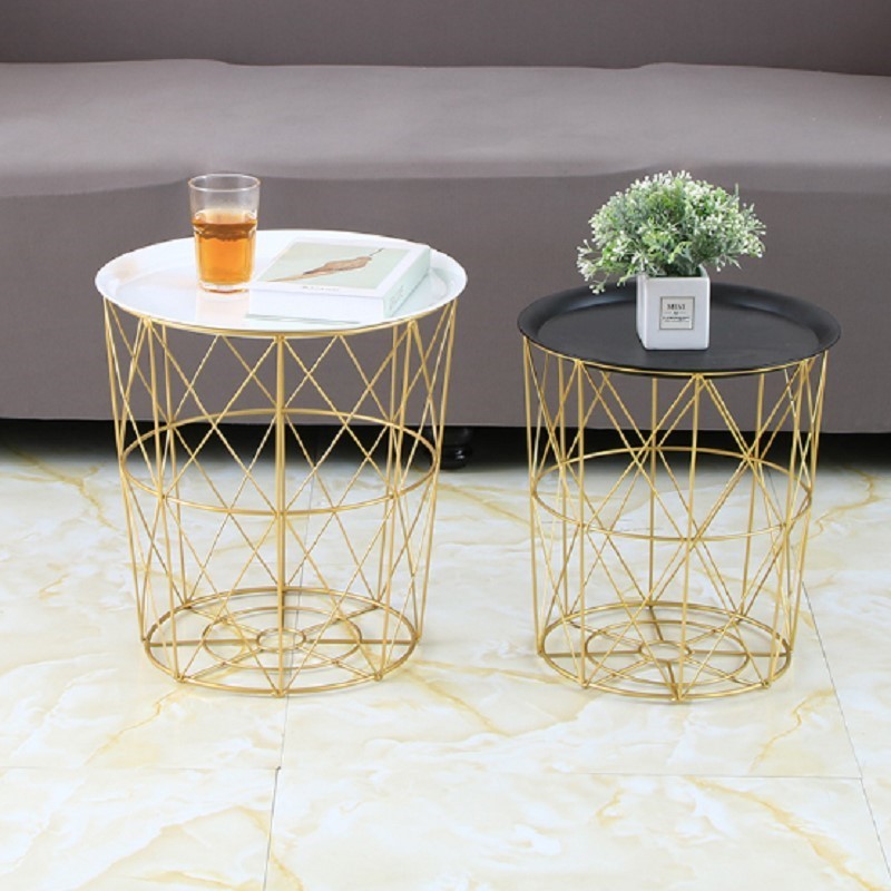 Minimalist Furniture Computer TV Tray Metal Coffee Table Living Room Sofa Side Table Storage Basket Console Table