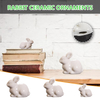 White Ceramic Bunnies Home Tabletop Bookshelf Easter Decorations Bunny Microlandscape Ornament For Garden Backyard Decor Crafts
