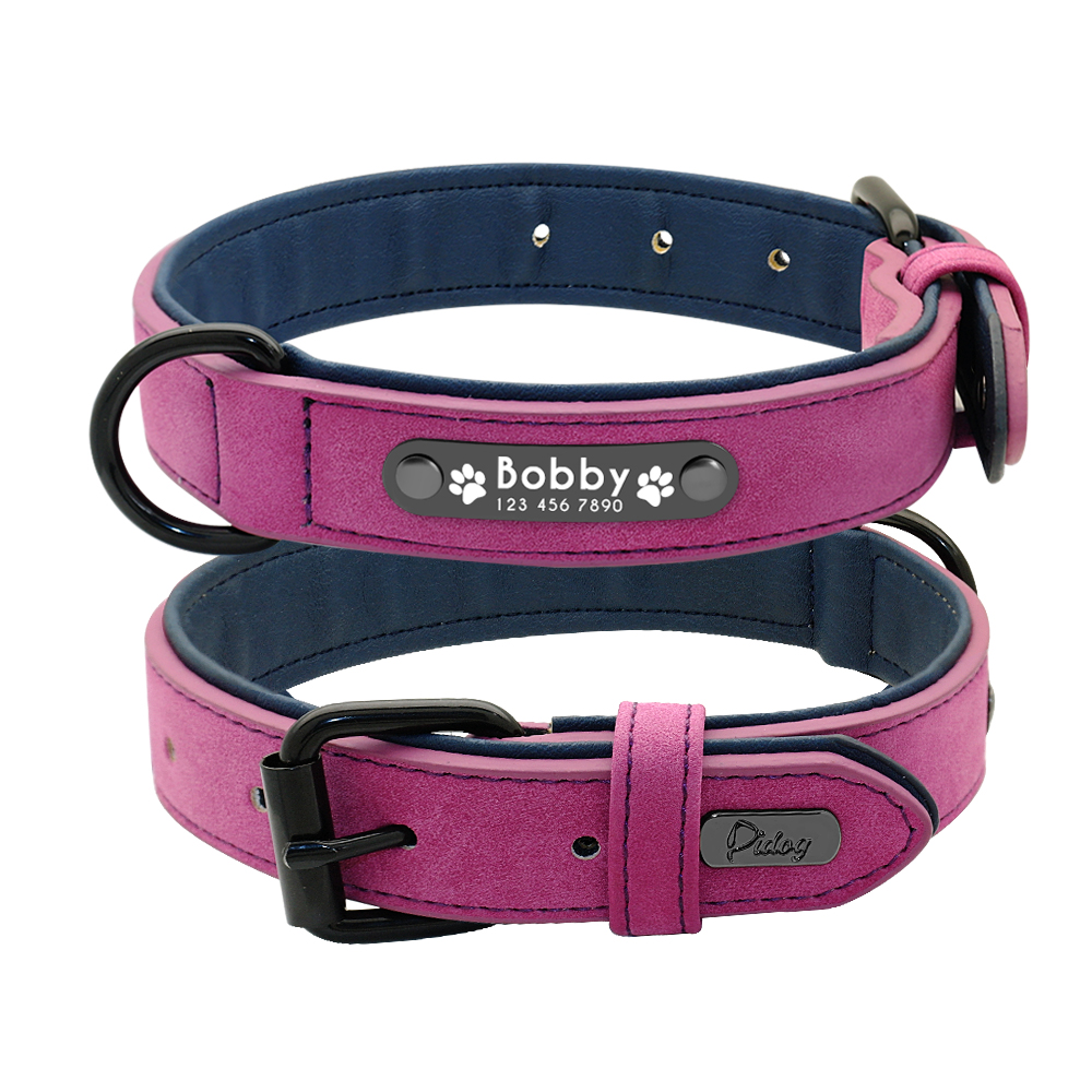 Dog Collars Personalized Custom Leather Dog Collar Name ID Tags For Small Medium Large Dogs Pitbull Bulldog Beagle Correa Perro