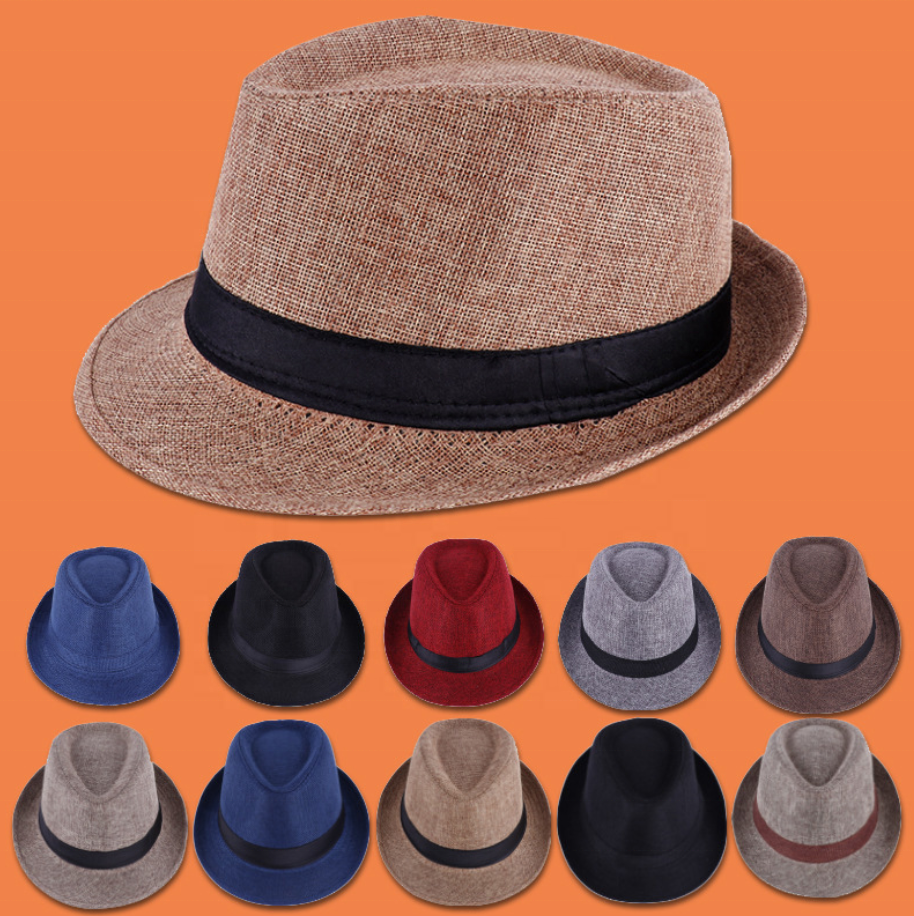 2024 Wholesale British Style Linen Formal Hat Outdoor Sun Straw Hat Sunshade Hats for Men