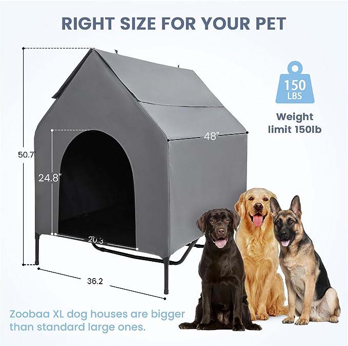  Steel Frame Elevated Dog House Pet Shelter With Waterproof Cove Door For Small Medium Dogs