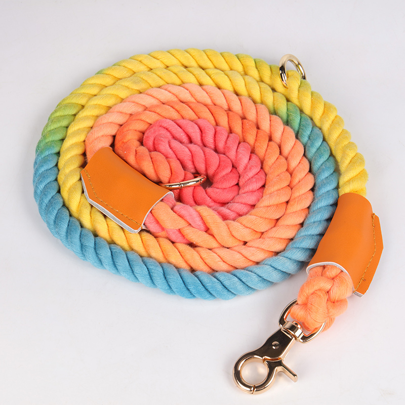 Wholesale Colorful Tie Dye Ombr Heavy Duty Luxury Pet Slip Horse Lead Rope Custom Logo Climbing Strong Cotton Dog Leash