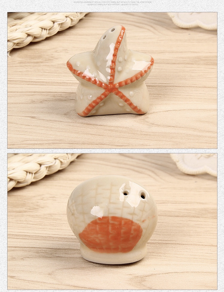European Cartoon Starfish Ceramic Creative Seasoning Jar Household Kitchen Supplies Salt And Pepper Shaker Pair Gift Box