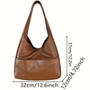 Women Bag Simple PU Leather Solid Shoulder Bag Fashion Large Capacity Handbag For School Work
