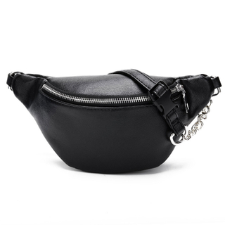 Fashion Leather Waist Fanny Pack Chest Bag Phone Purse with Metal Chain for Wome