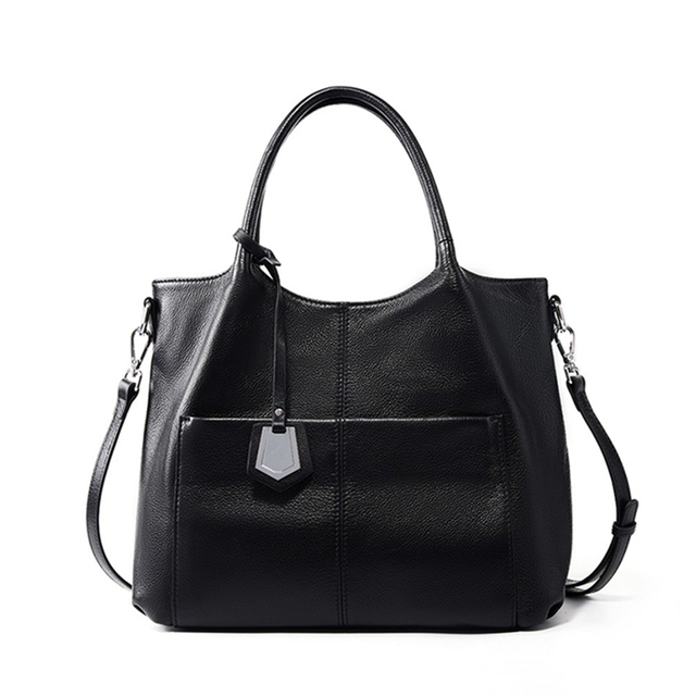 100% Cowhide Genuine Leather Tote Handbags For Women 2024 Trend Designer Large Capacity Ladies Shoulder Crossbody Bags