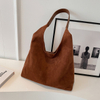 Women Suede Shoulder Bag Simple Tote Handbag Large Capacity Trendy Work Hobo Closure Vintage Hobo Bag Outdoor Travel Bag