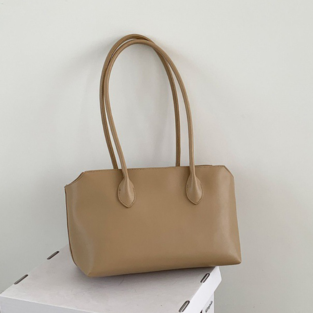 Brand Commute Tote Bag for Women's Classic PU Leather Shoulder Bag Retro Solid Ladies Underarm Bag Large Capacity Handbag