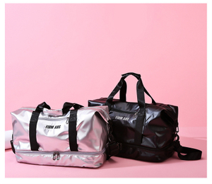 Large Capacity Women Gym Bags Pearlescent Sports Fitness Training Handbag With Shoes Pocket Waterproof Yoga Travel Duffel Bag