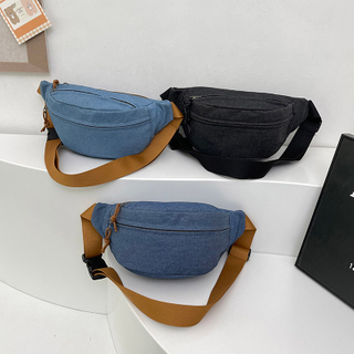 Chest Bag For Women Solid Color Waist Bags High Quality Women Shoulder Bag Denim Fabric Fanny Pack Crossbody Small Bag