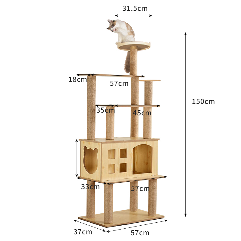 2024 Hot Selling Pet Furniture Products Tree for Pet Swing Sword Hemp Rope Weaving Villa Cat Capsule