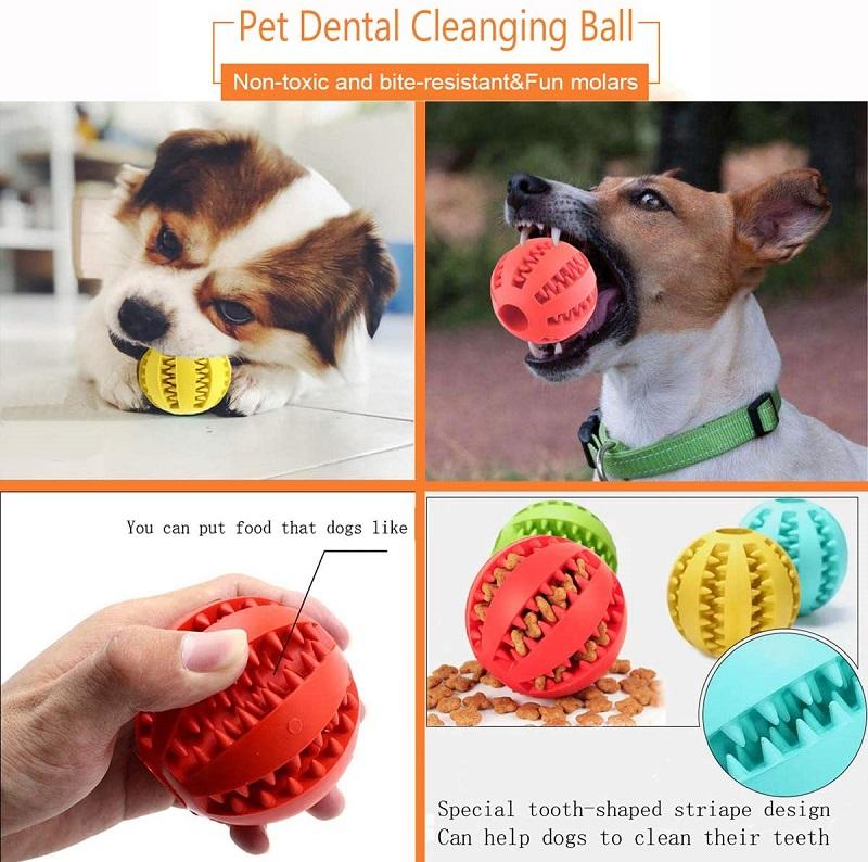 Pet Toy Durable Soft Rubber Ball Chew Toys Tooth Cleaning Leakage Food Dog Toys
