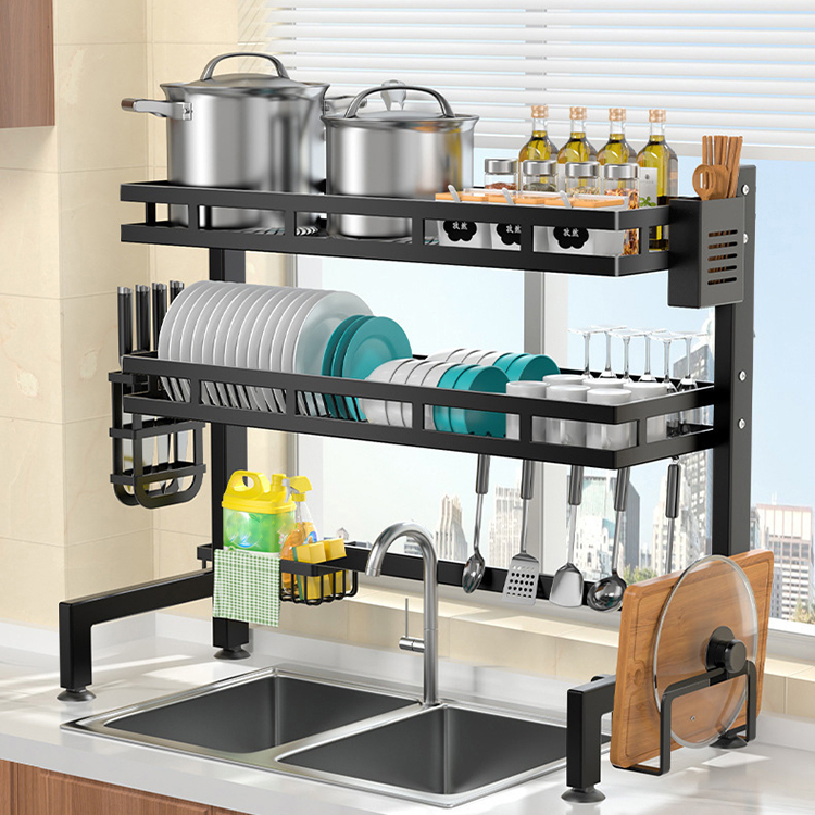 Stainless Steel Kitchen Dish Rack 2 Tier Dish Drying Rack Cutlery Drainer Dish Drainer Rack on Wash Basin