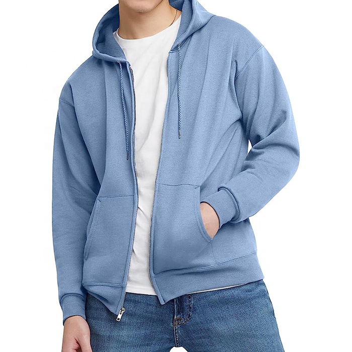 Wholesale Puls Size Men's Hoodies Full Zip Up Custom Print Logo Hoodie For Man